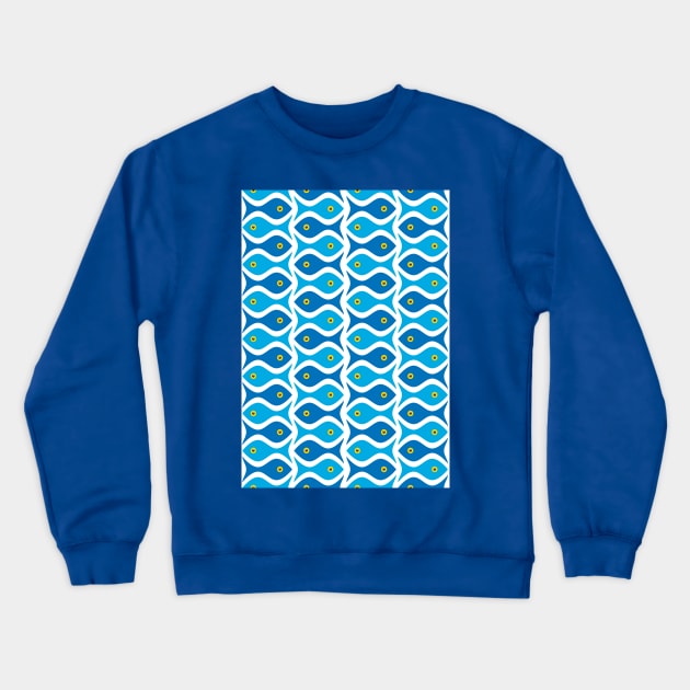 Blue Fish Pattern Crewneck Sweatshirt by Maxsomma